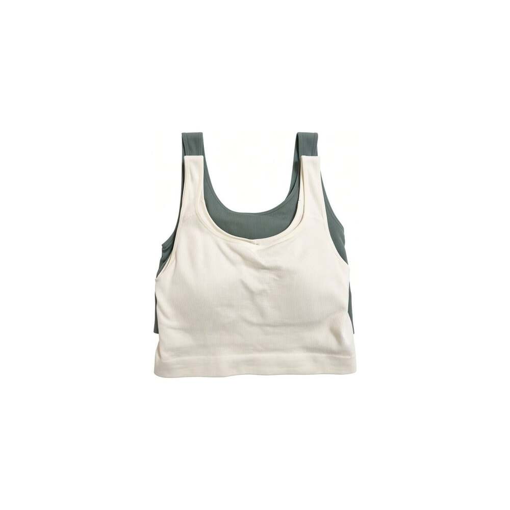 Jockey Women's Ribbed Seamless Crop Tank Top with Built-in Bra